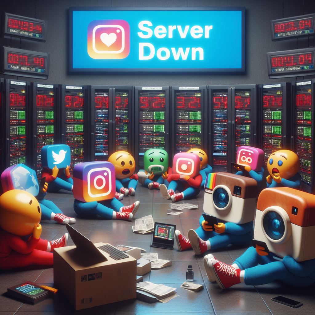 Create a photo of The server of Instagram is down worldwide
